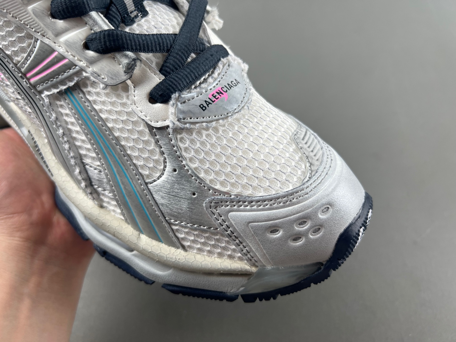 Ba1en*iaga runner sneaker in white/red/black