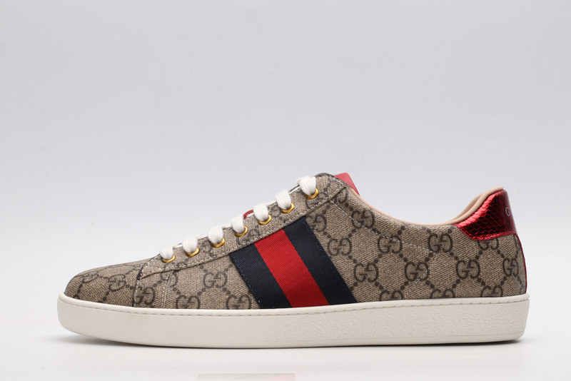 G*u*i ace embroidered low-top sneaker brown with stripe