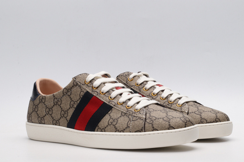 G*u*i ace embroidered low-top sneaker brown with stripe