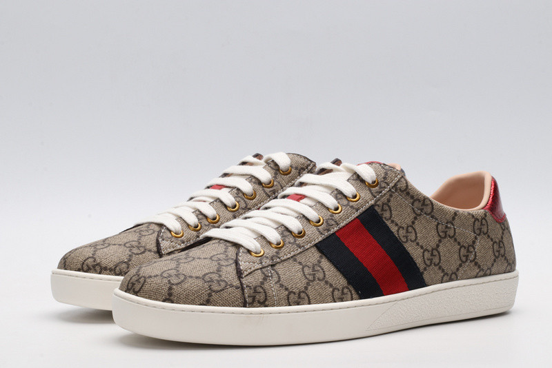 G*u*i ace embroidered low-top sneaker brown with stripe