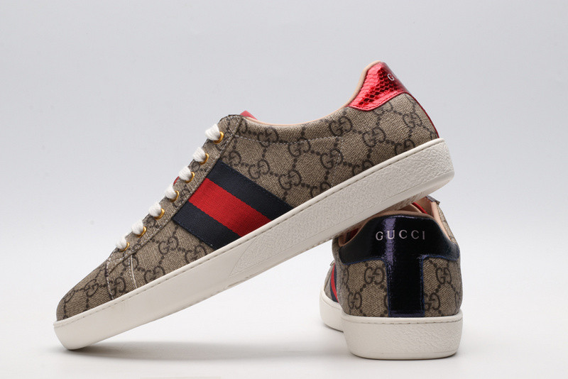 G*u*i ace embroidered low-top sneaker brown with stripe