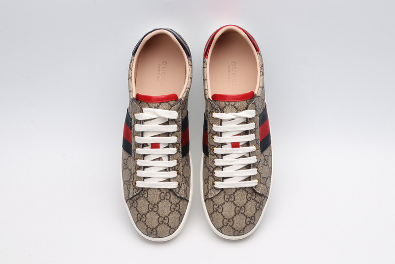 G*u*i ace embroidered low-top sneaker brown with stripe