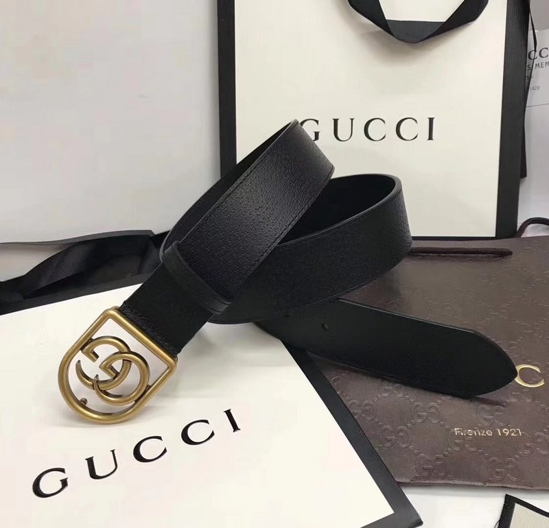 G*u*i leather belt with framed double g 495128