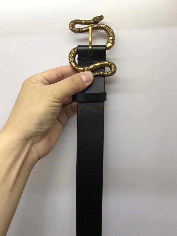 G*u*i leather belt with snake buckle 458935