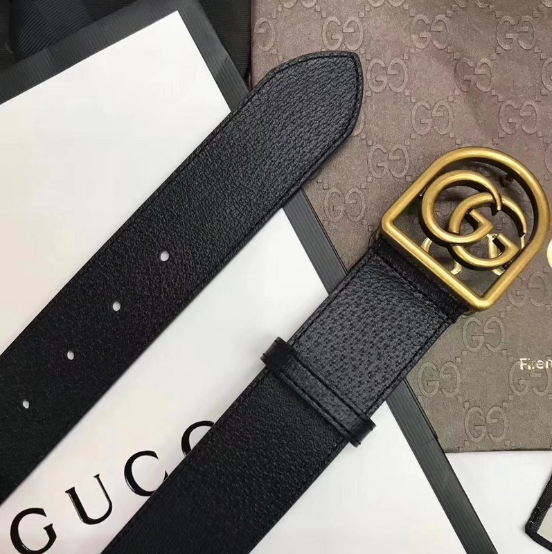 G*u*i leather belt with framed double g 495128