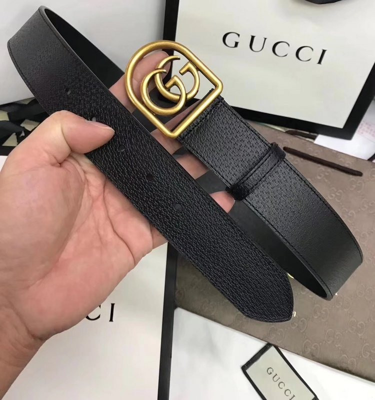 G*u*i leather belt with framed double g 495128
