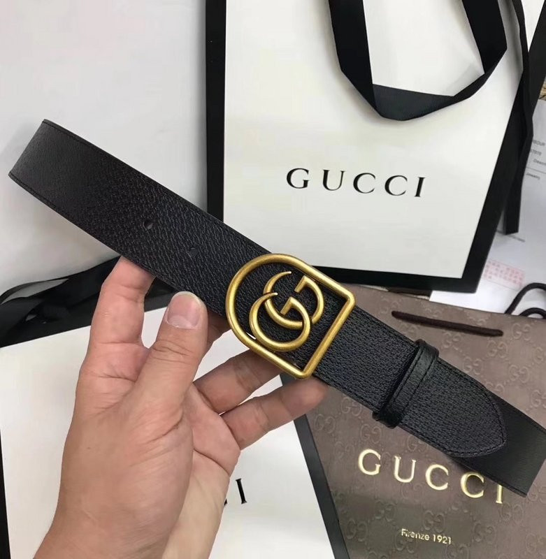 G*u*i leather belt with framed double g 495128