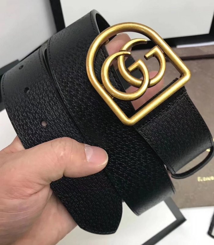 G*u*i leather belt with framed double g 495128