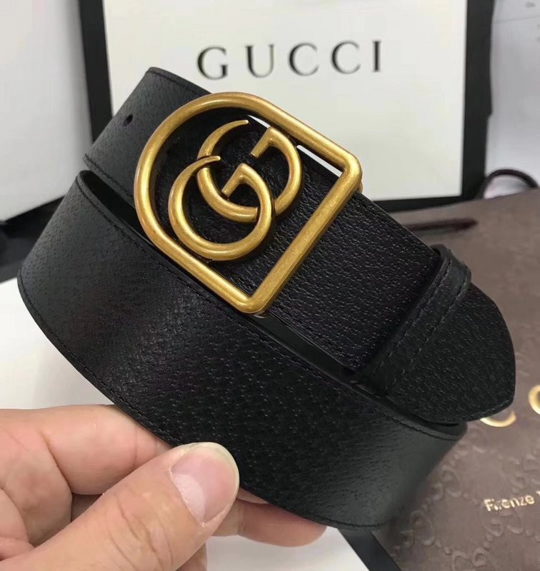 G*u*i leather belt with framed double g 495128