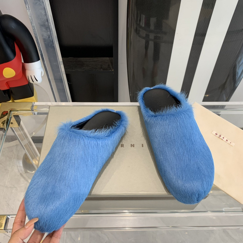 marni blue fussbett sabot loafers
