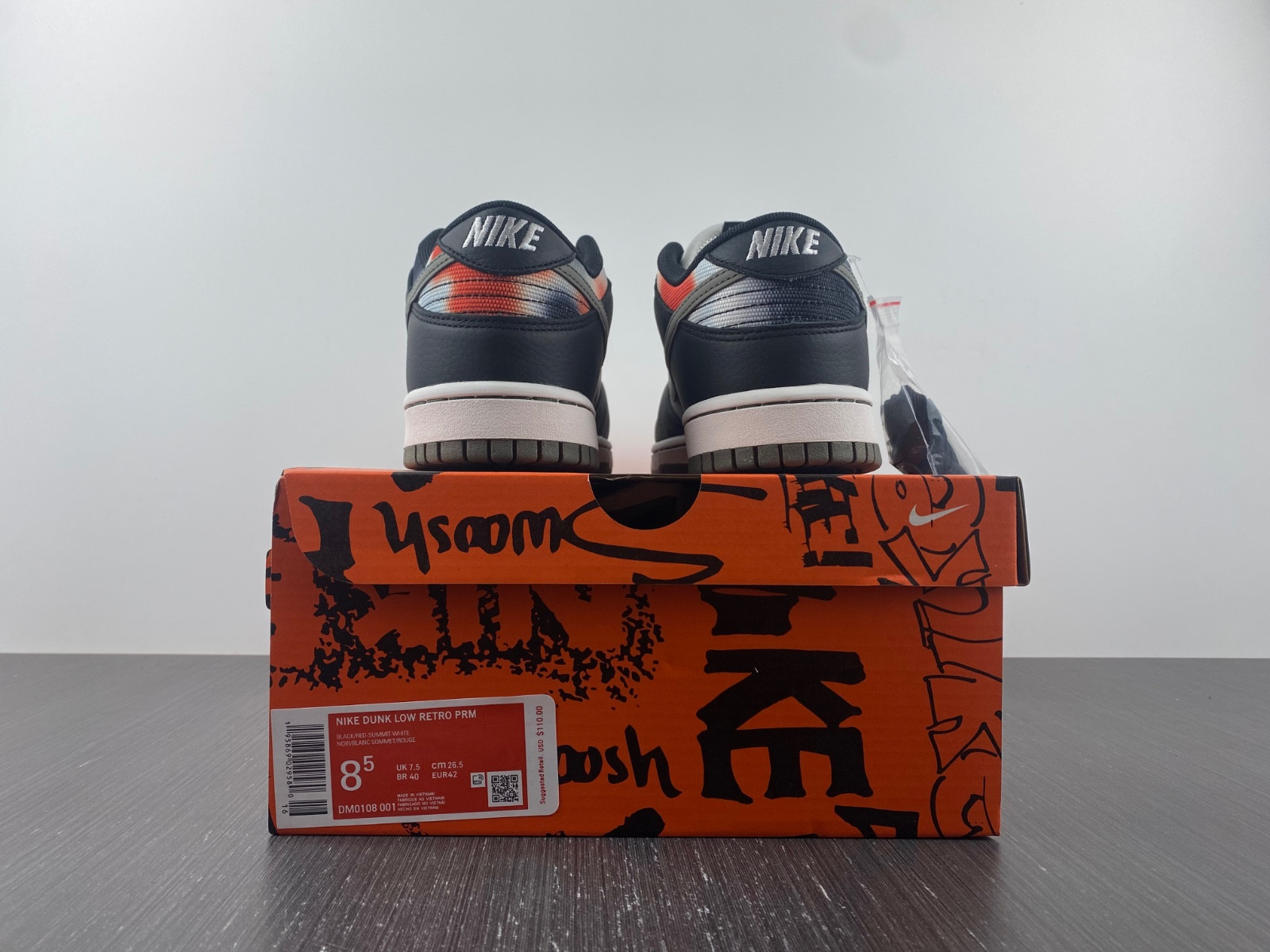 nike dunk low graffiti black red - dm0108-001