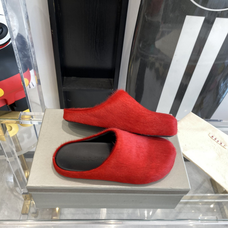 marni red fussbett sabot loafers