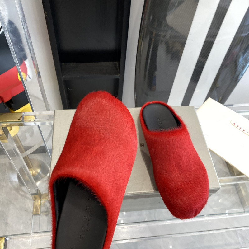 marni red fussbett sabot loafers