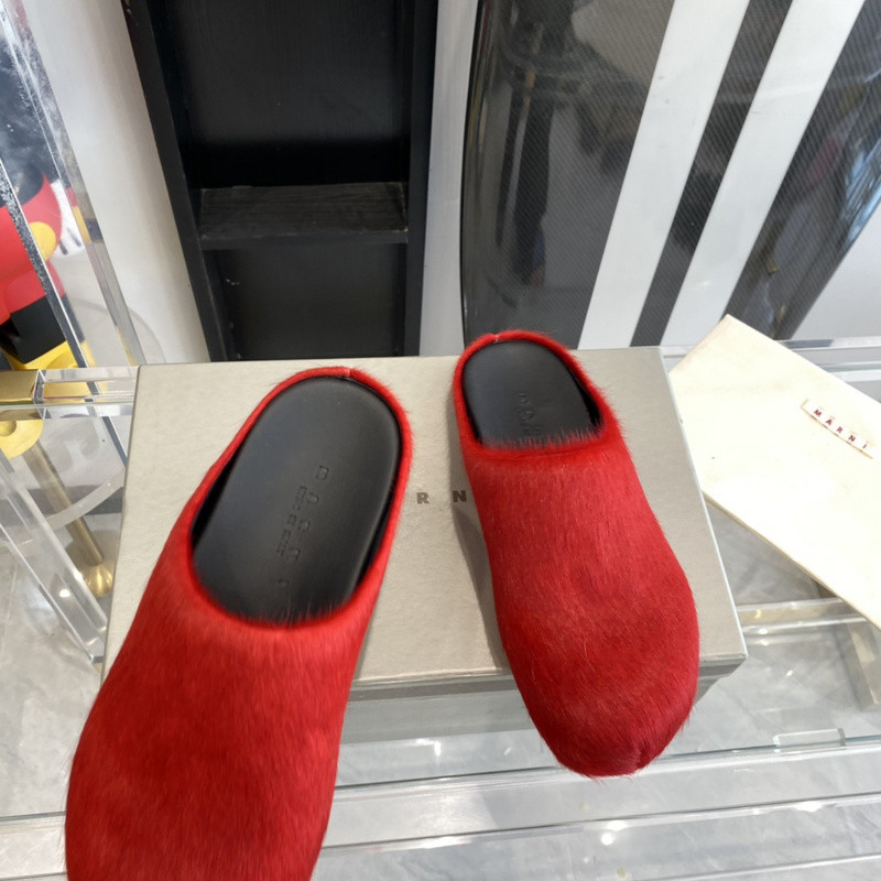 marni red fussbett sabot loafers