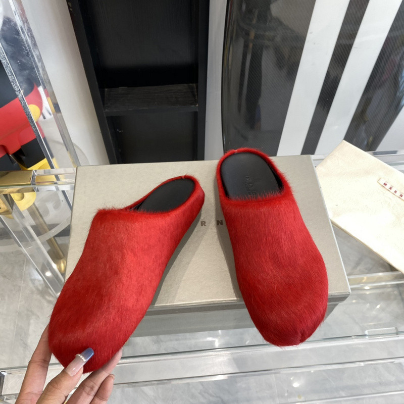 marni red fussbett sabot loafers