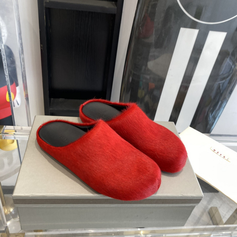 marni red fussbett sabot loafers