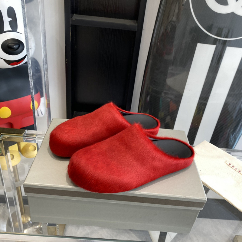 marni red fussbett sabot loafers