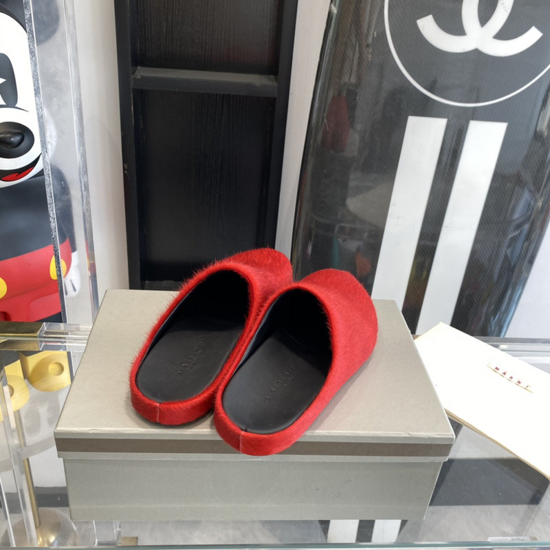 marni red fussbett sabot loafers