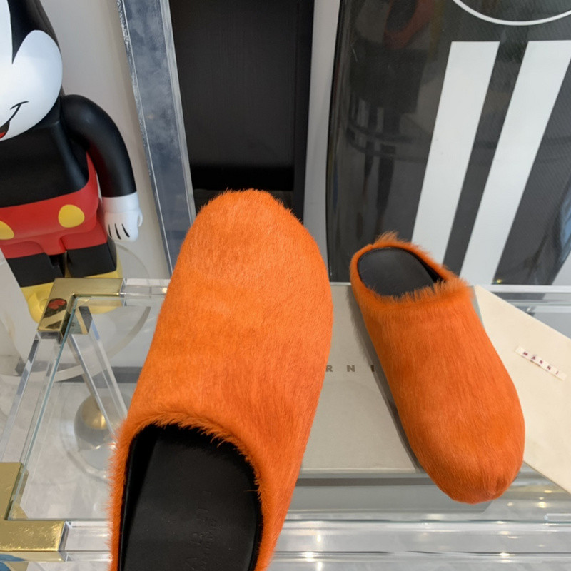 marni orange fussbett sabot loafers