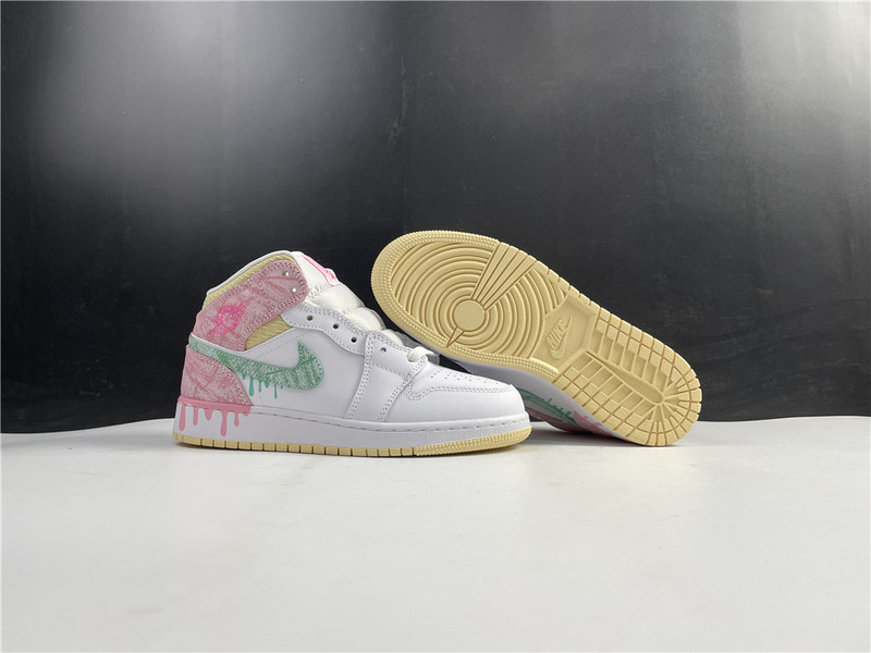 jordan 1 mid paint drip (gs) - dd1666-100