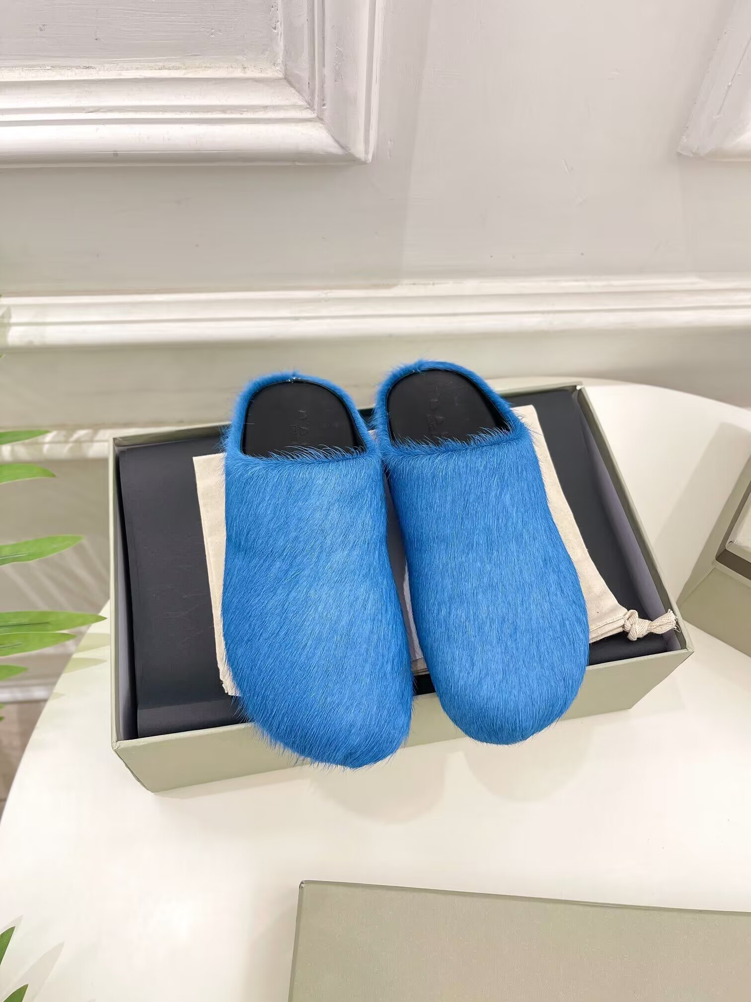 marni blue fussbett sabot loafers