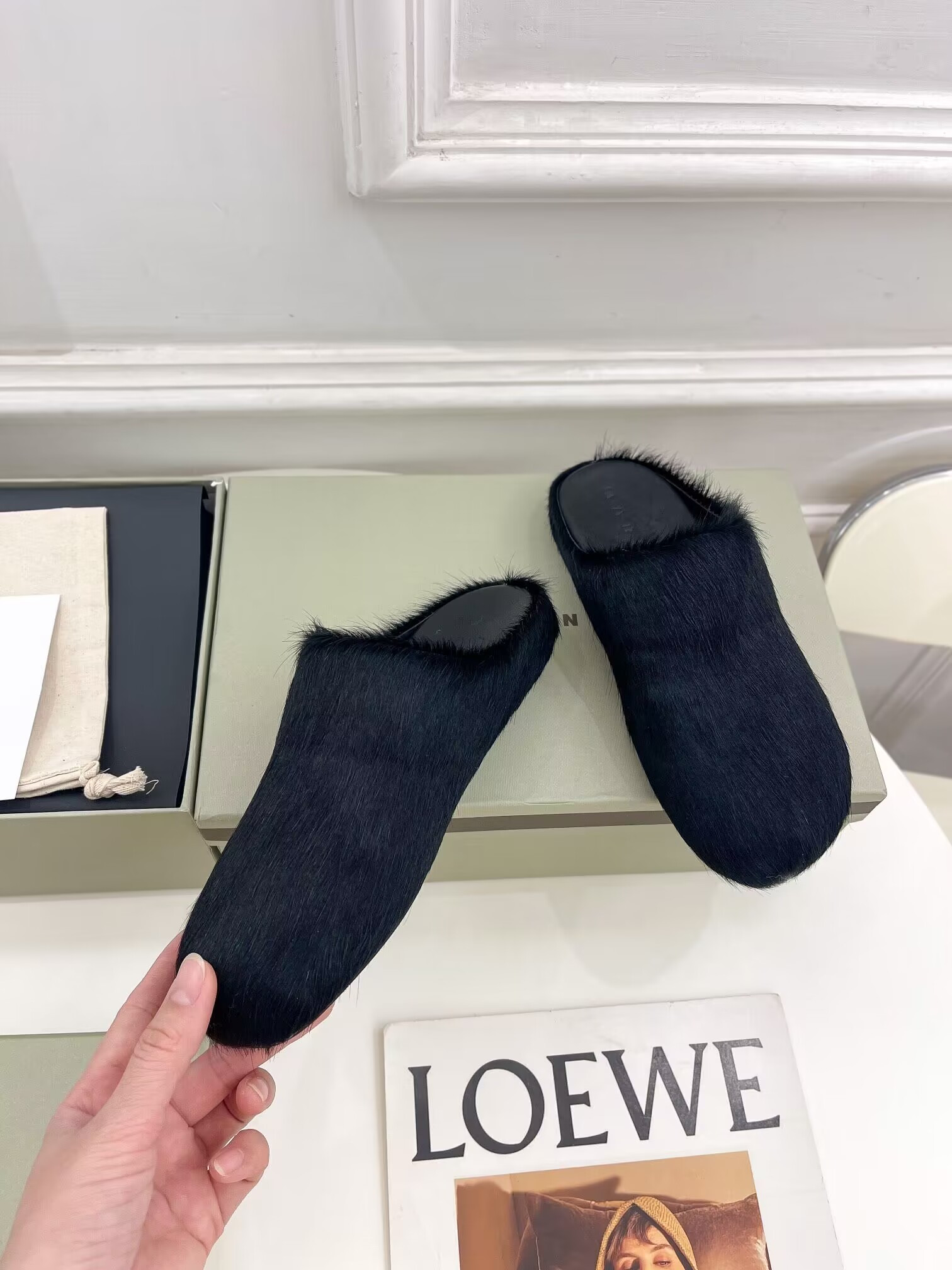 marni black fussbett sabot loafers