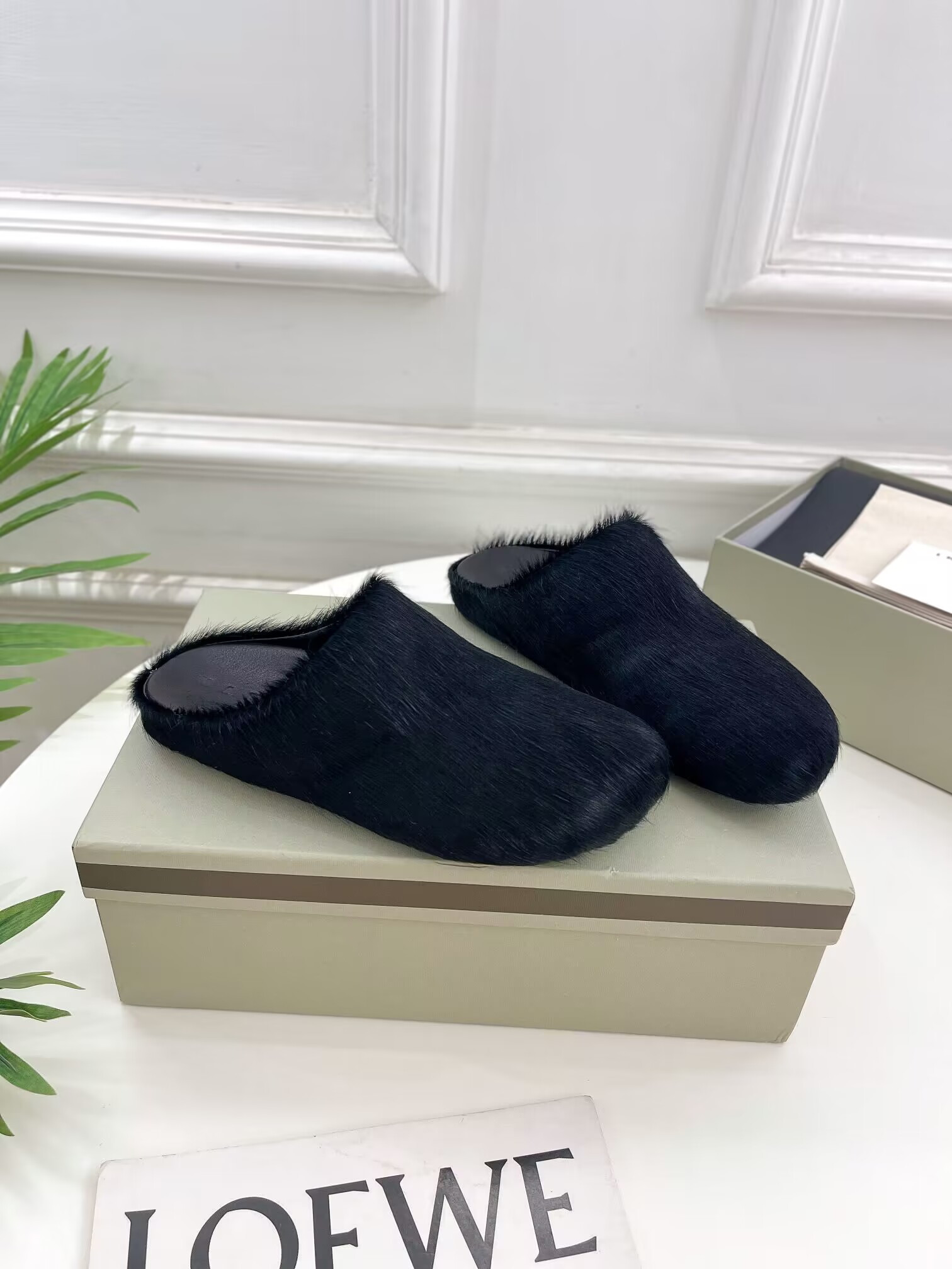 marni black fussbett sabot loafers