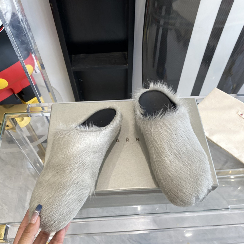 marni grey fussbett sabot loafers