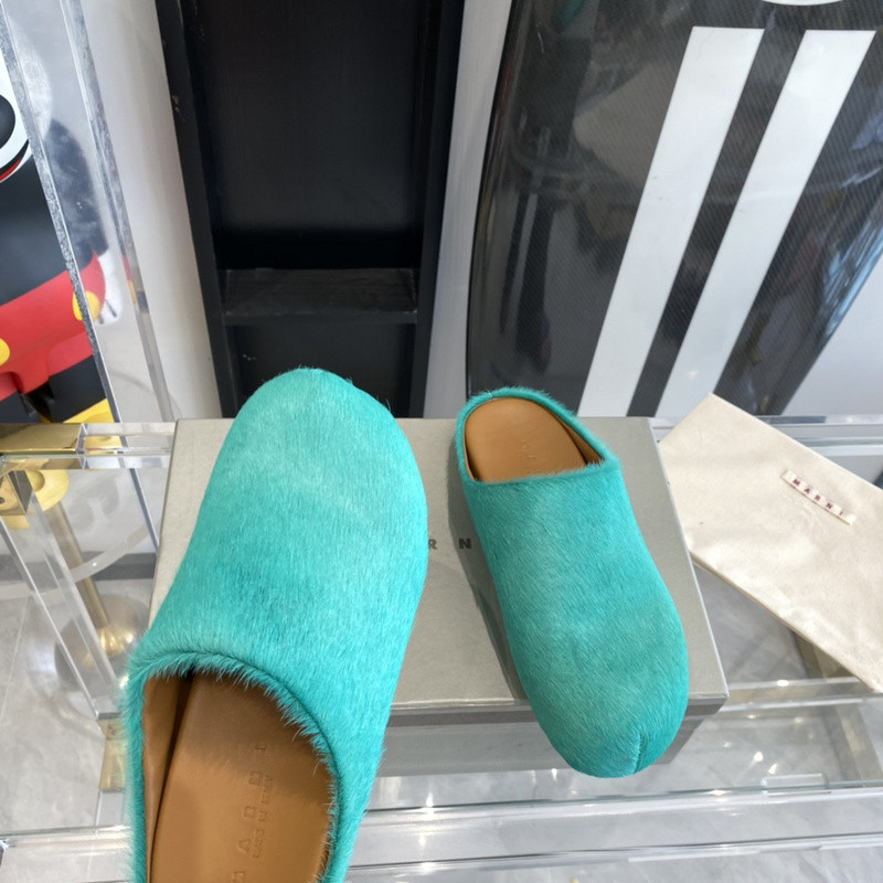 marni green fussbett sabot loafers