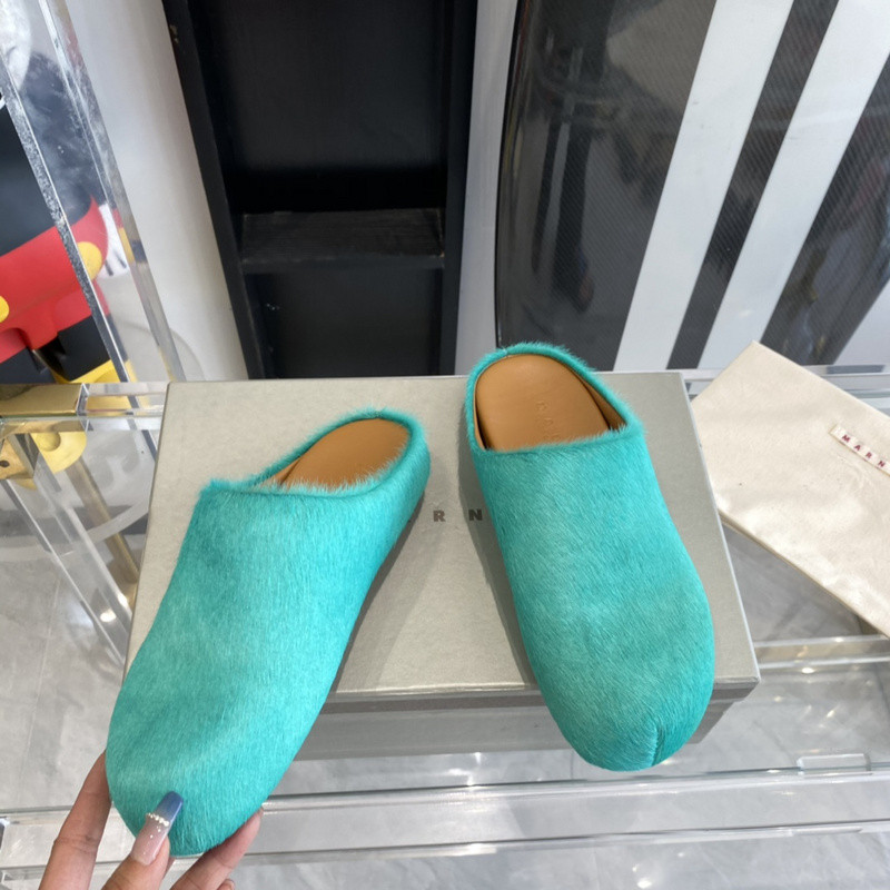 marni green fussbett sabot loafers
