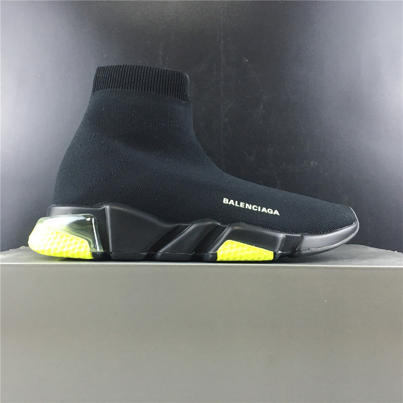 Ba*len*cia*ga speed trainer sneakers with yellow bottom