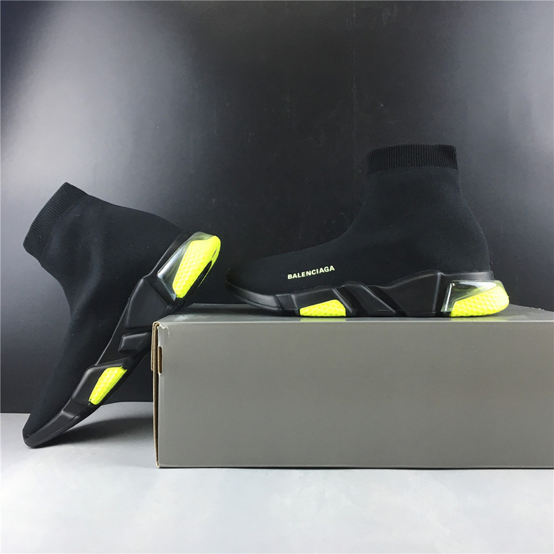 Ba*len*cia*ga speed trainer sneakers with yellow bottom