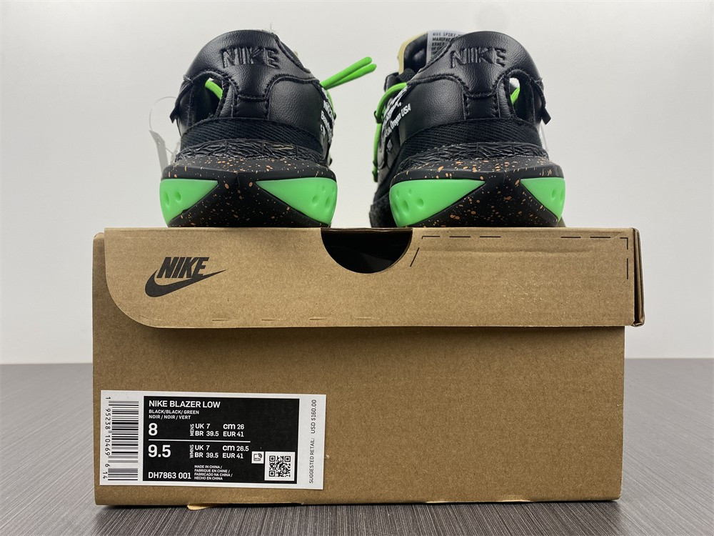 owt x nike blazer low black green dh7863-001